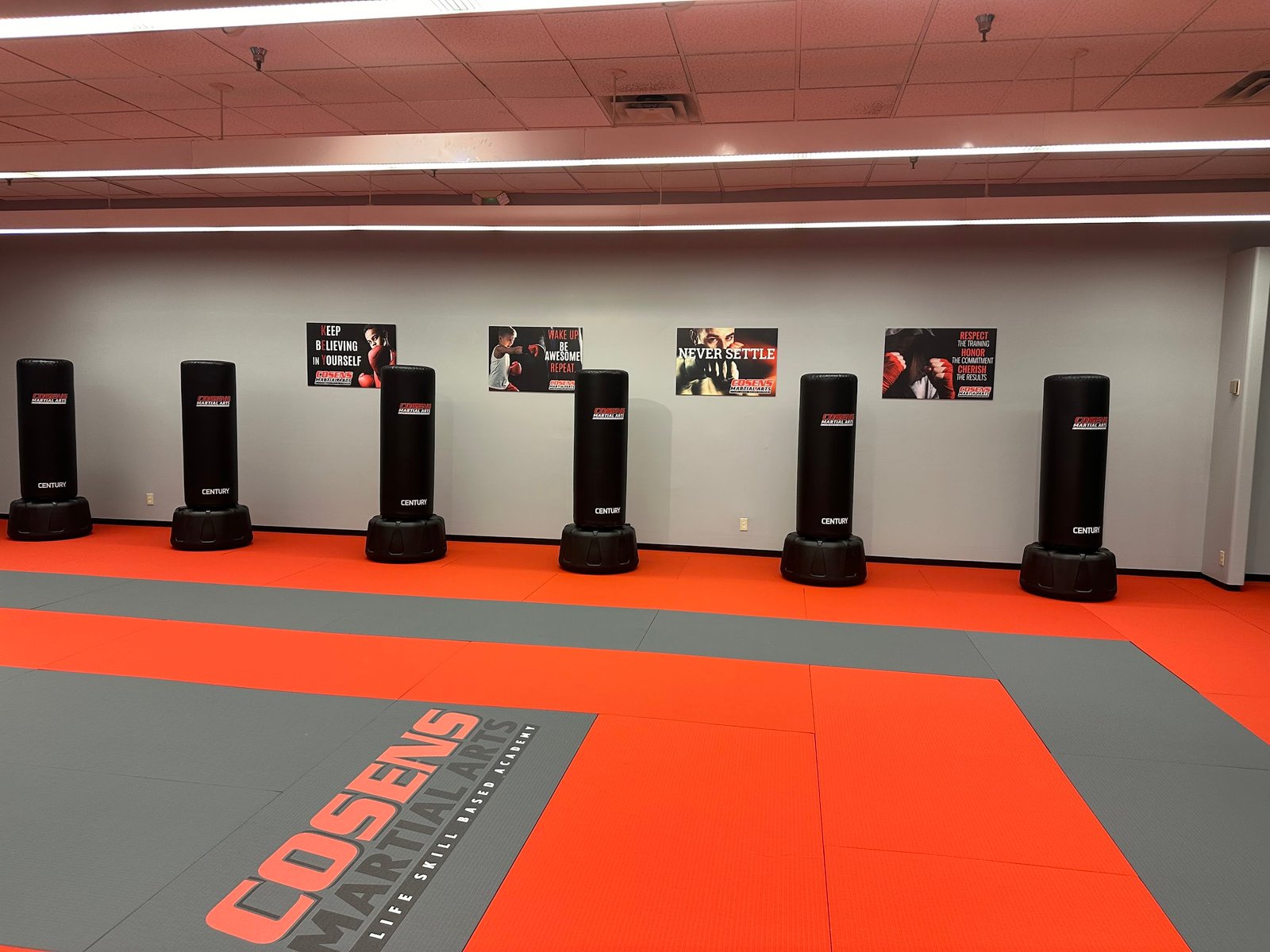 Clean interior and training floor at Cosens Martial Arts Lapeer